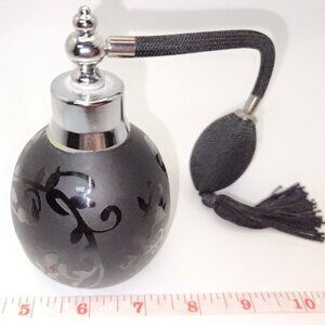 Etched Crystal Vintage Style Refillable Perfume Atomizer Bottle Black